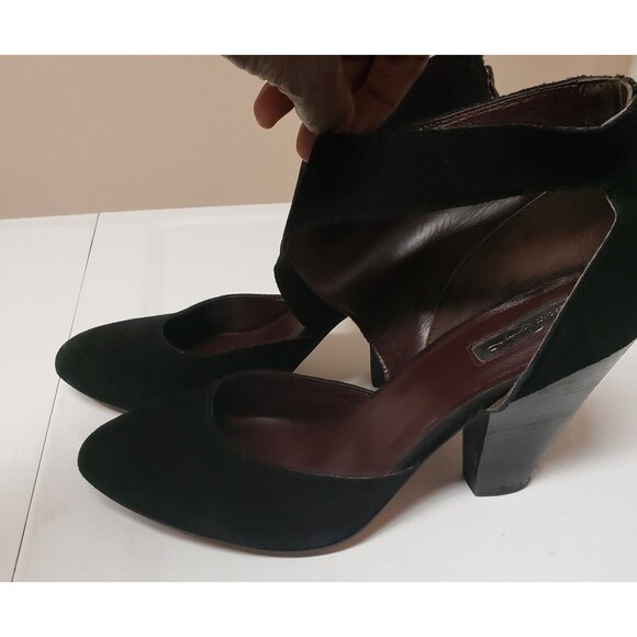 Report Signature Womens Black Suede Ankle Strap Block Heel Dress Shoes Sz 10 POE - Picture 8 of 15